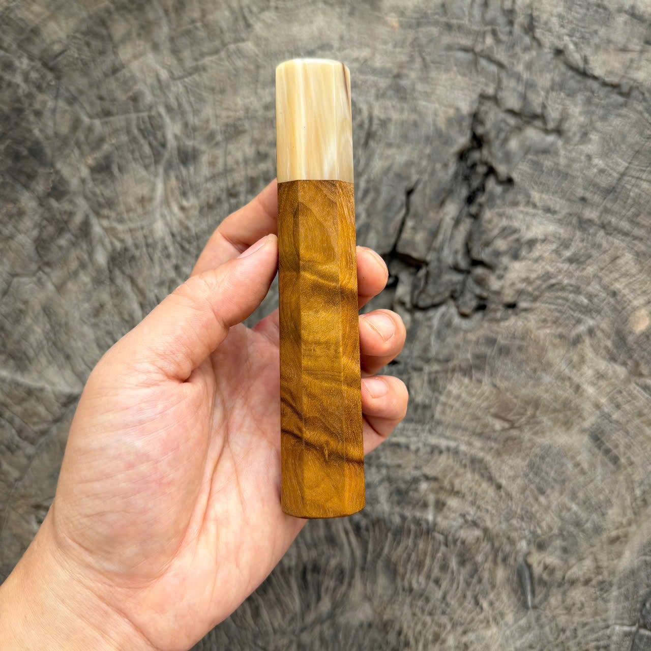 I -3 Golden nanmu wood wa handle , Cream horn ferrule , 140mm handle