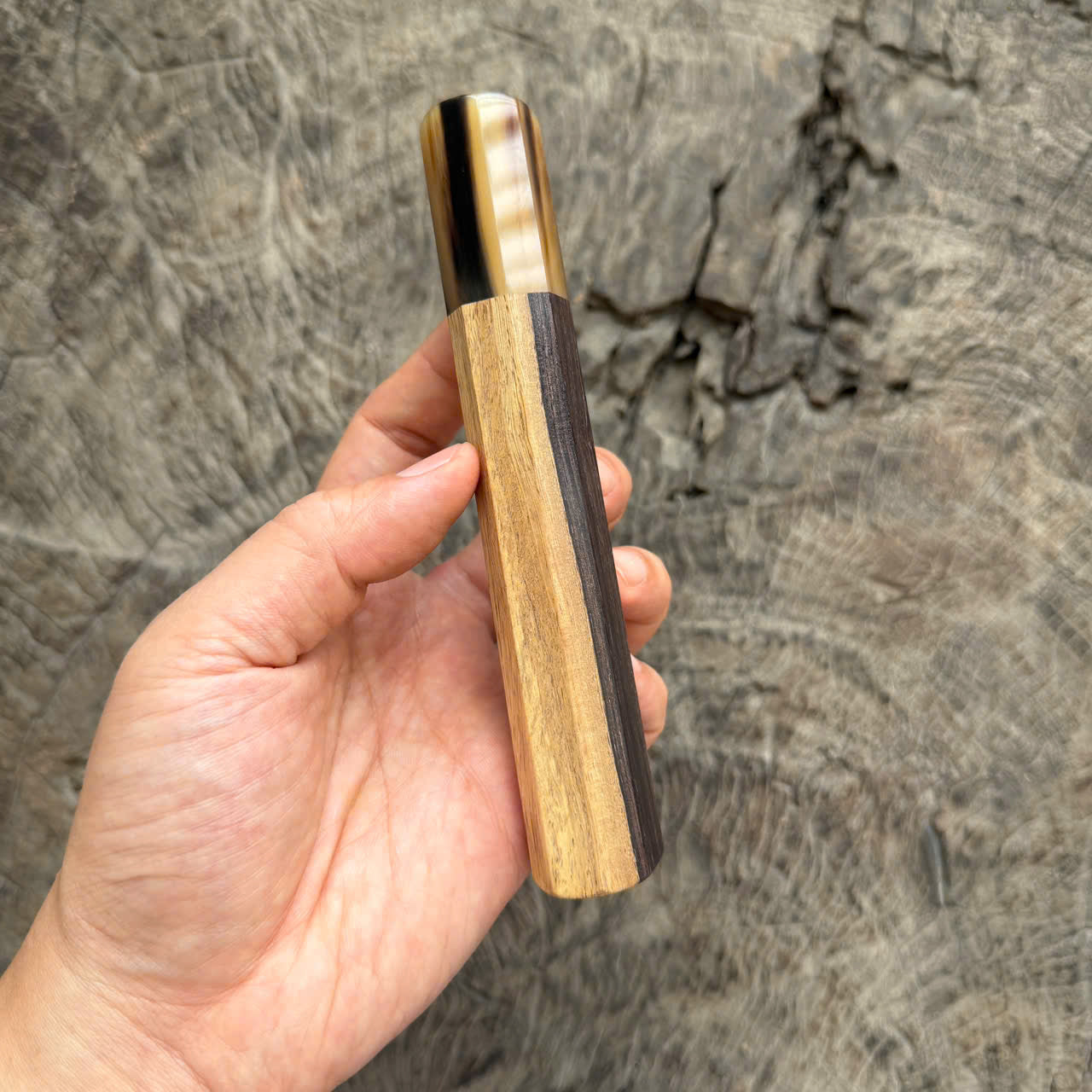 I - 2 Two tone Blackwood Wa handle , marble horn Ferrule, 145 mm handle