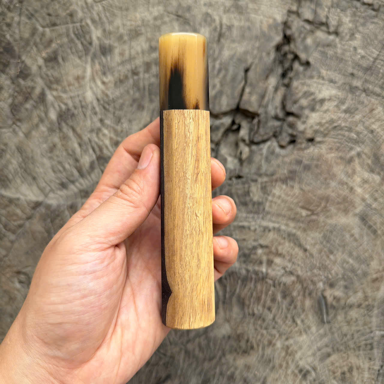 I - 2 Two tone Blackwood Wa handle , marble horn Ferrule, 145 mm handle