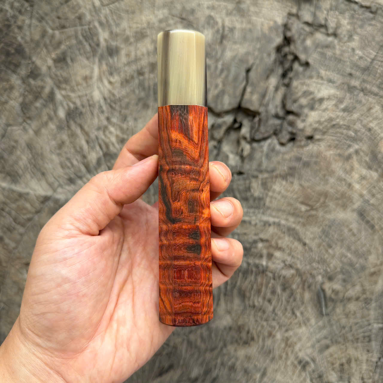 I - 3D Red Siamese Rosewood Wa handle, Black White horn Ferrule, 145 mm handle