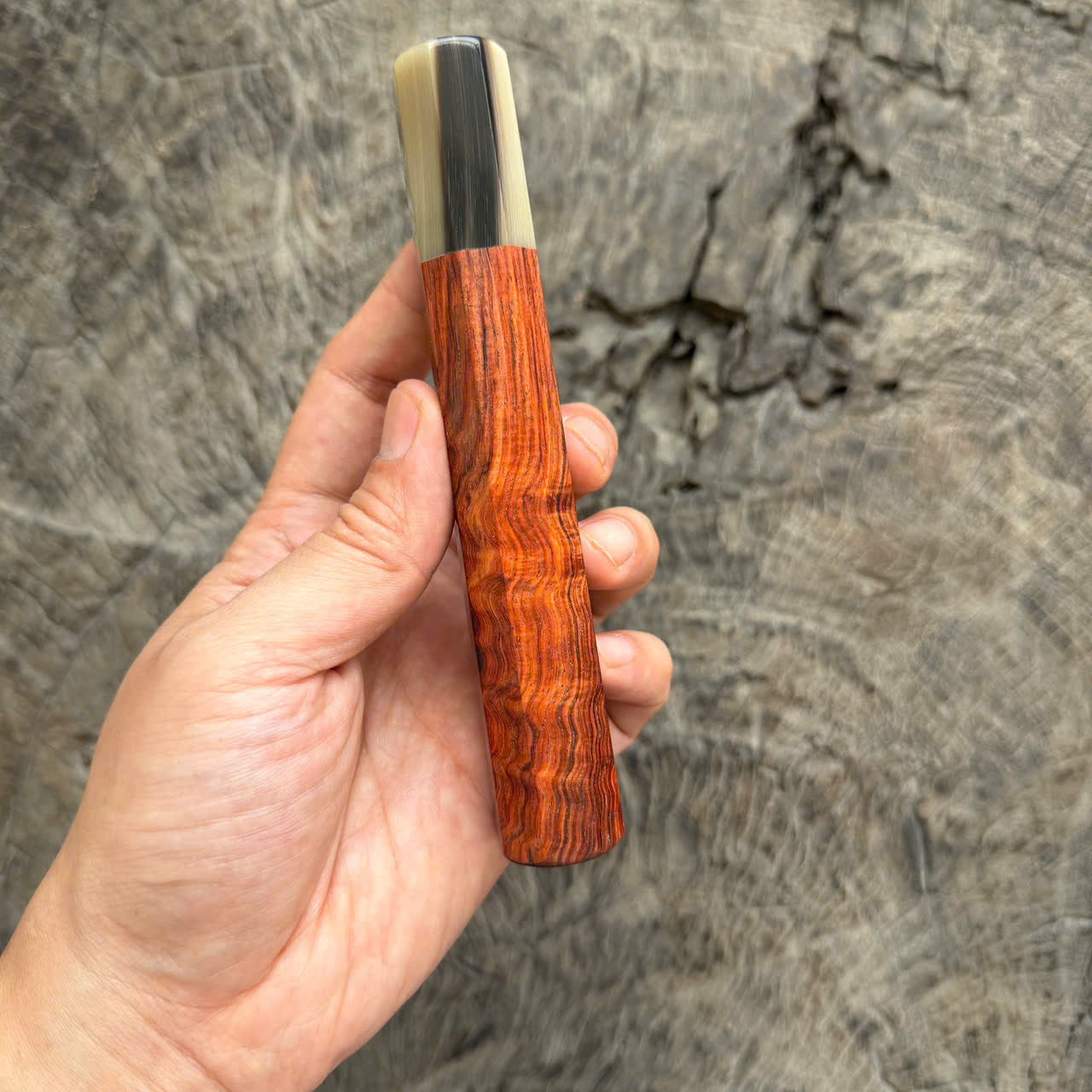 I - 3D Red Siamese Rosewood Wa handle, Black White horn Ferrule, 145 mm handle