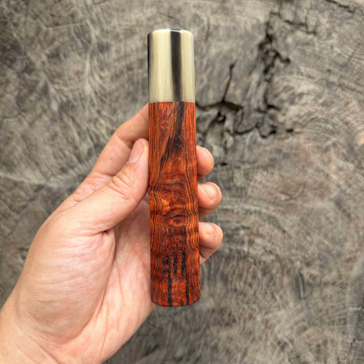 I - 3D Red Siamese Rosewood Wa handle, Black White horn Ferrule, 145 mm handle