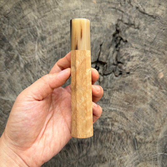 I -5 Burl Crape myrtle wood wa handle , White horn ferrule , 140mm handle