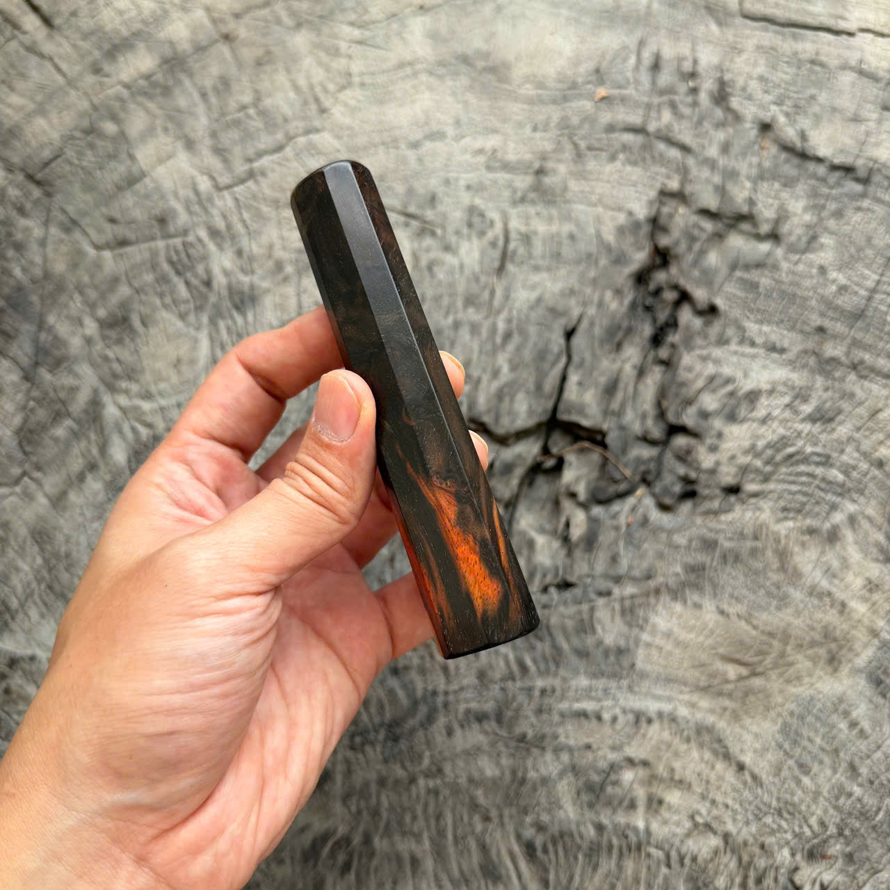 I - 6 Curly Black Red Siamese Rosewood Wa handle, Mono, 120mm for petty