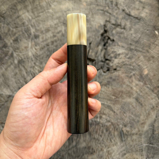 I - Oval Ebony wood handle , Cream horn Ferrule , 140mm handle