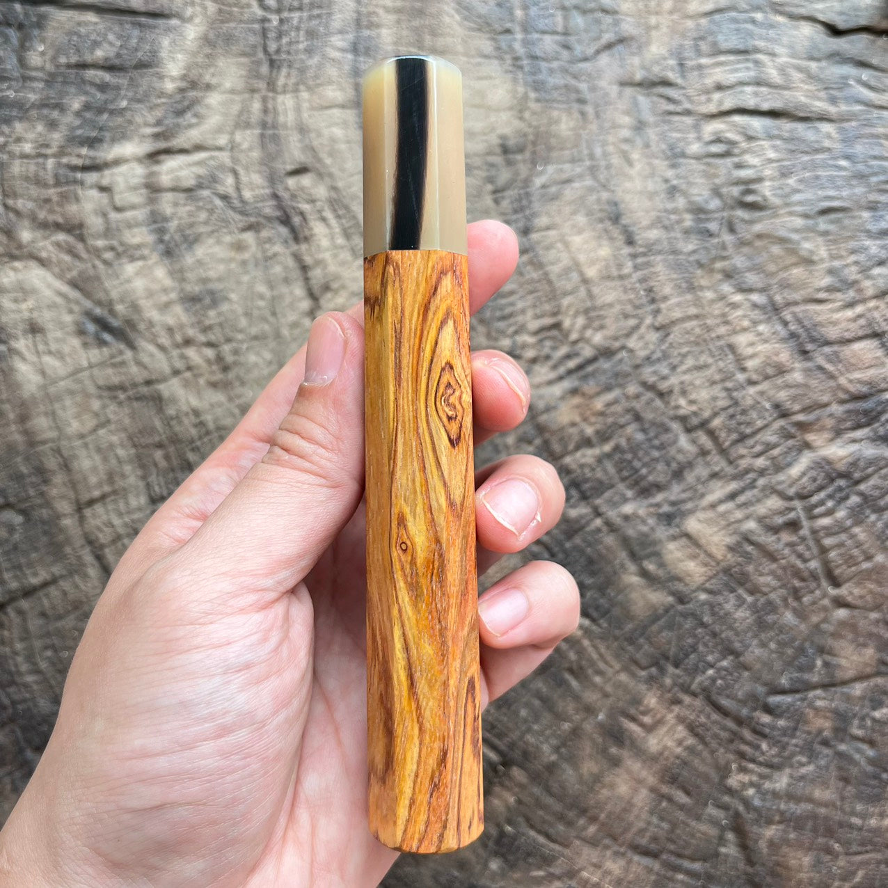 I-  6 Devil Eye Huanghuali wood Wa handle with marble horn ferrule -145mm