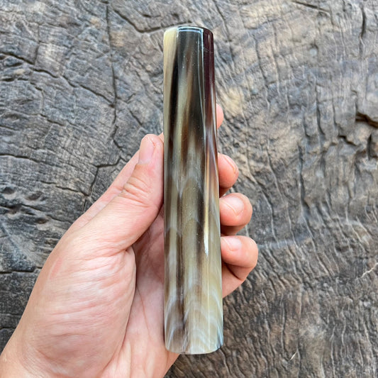 I- 9 Rare color big marble horn Wa handle -145mm