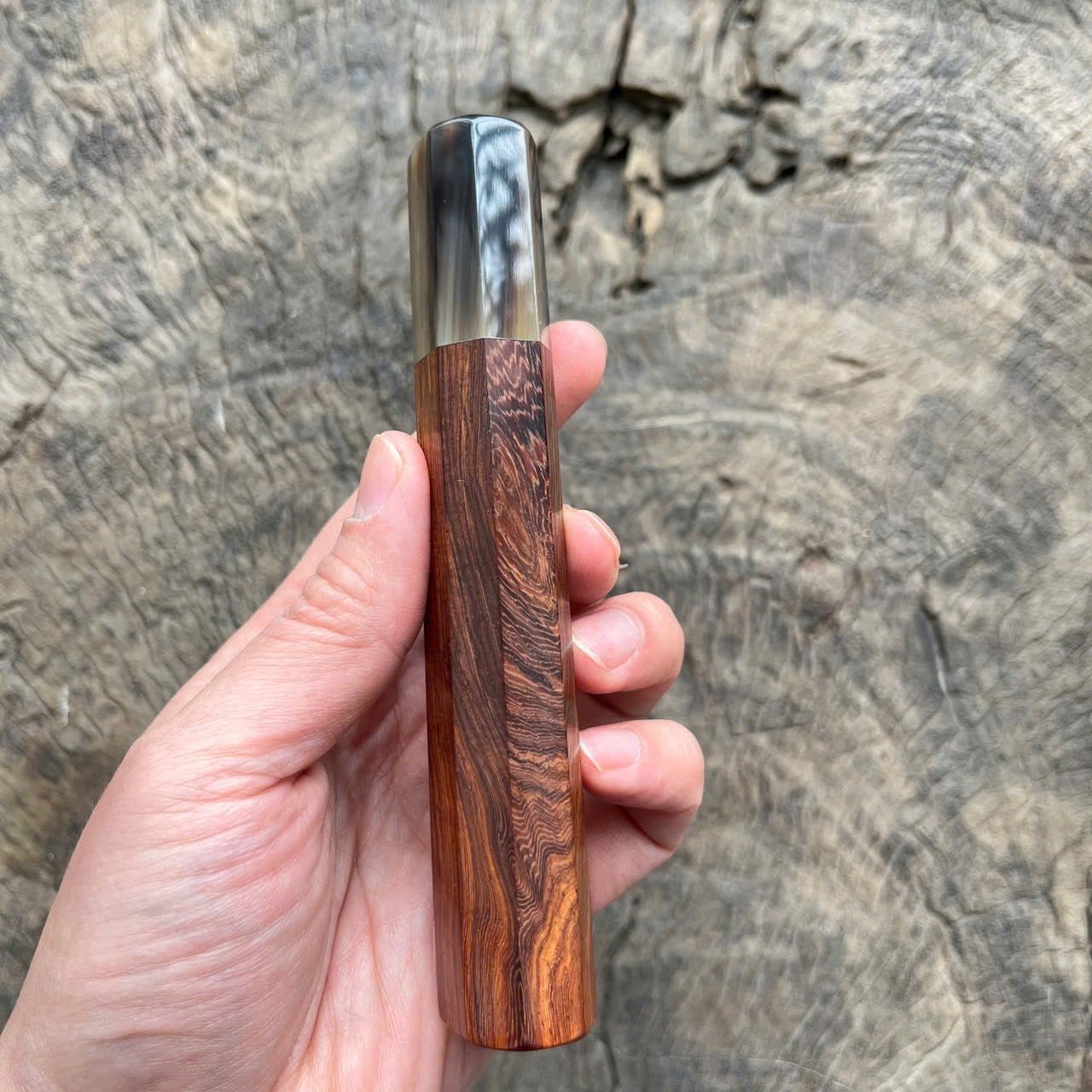 I - Lovely Cross grain Rosewood, Marble horn ferrule, 140mm