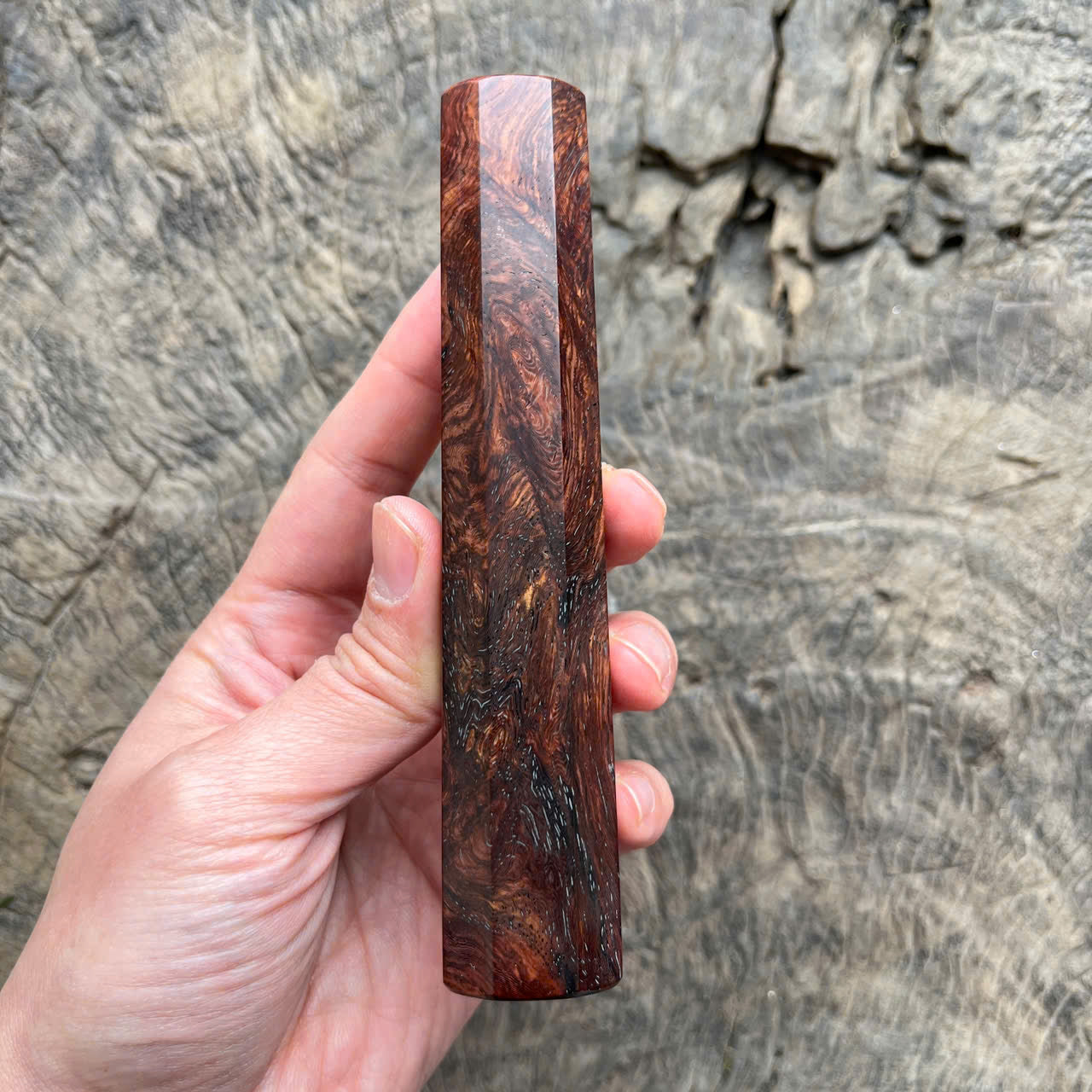 I - Rare Dark Burl Rosewood wa handle, Mono, 140mm