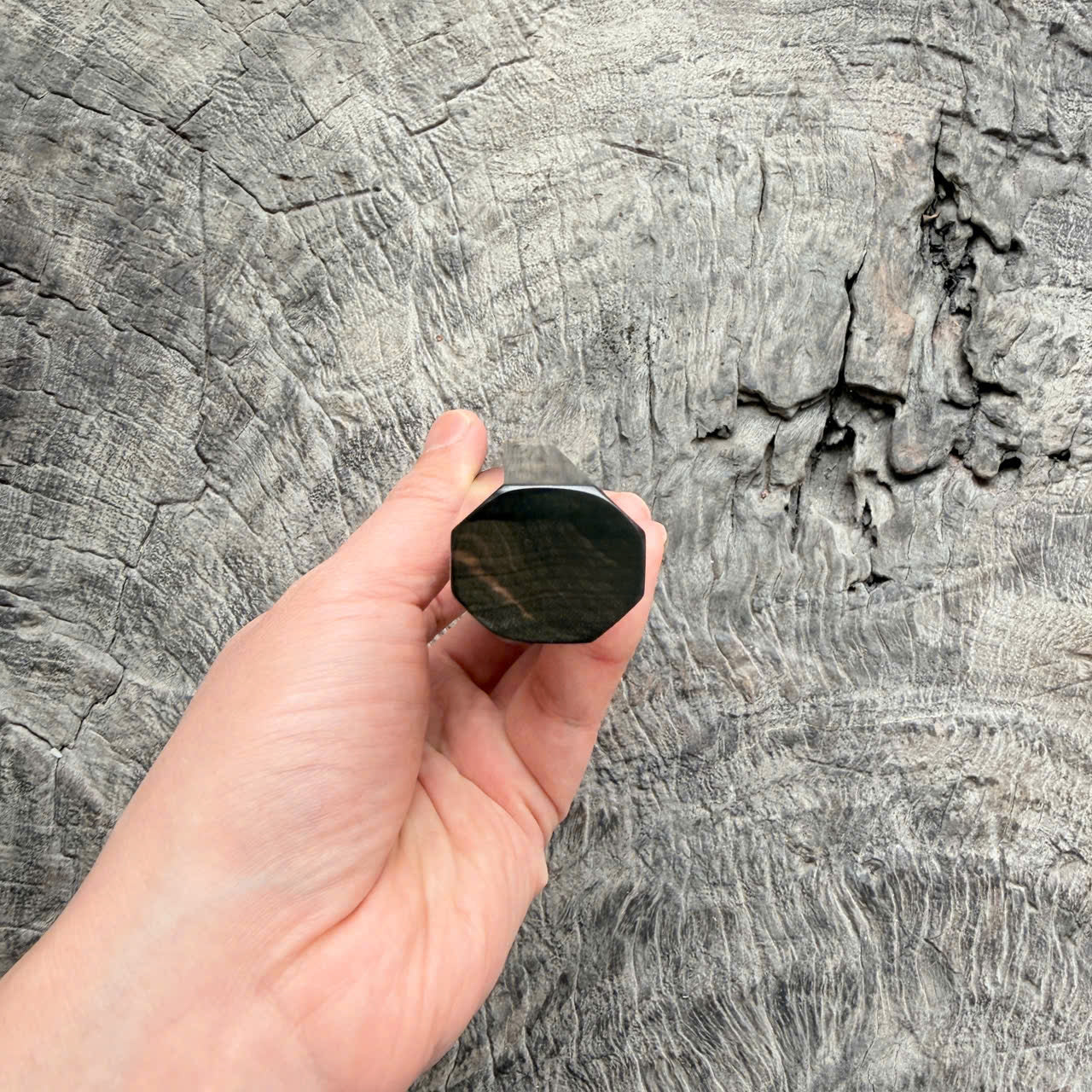 I -2 Ebony burl Wa handle, Marble horn ferrule,  145 mm handle