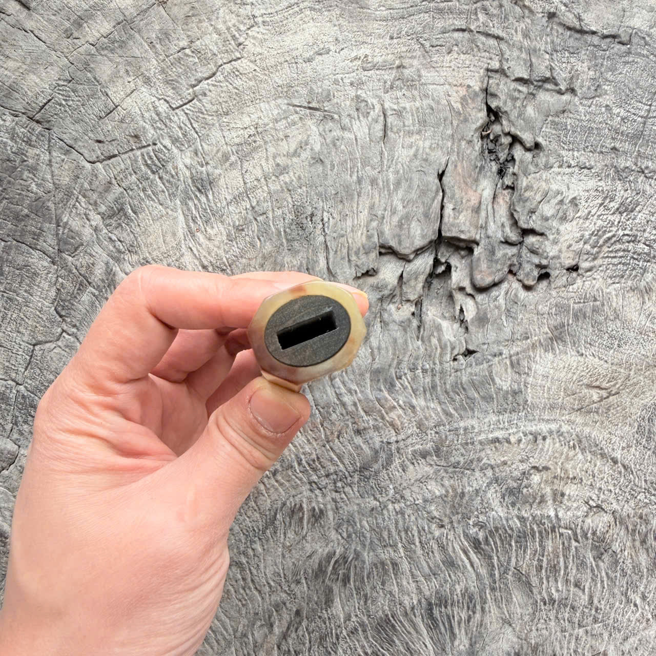 I -2 Ebony burl Wa handle, Marble horn ferrule,  145 mm handle