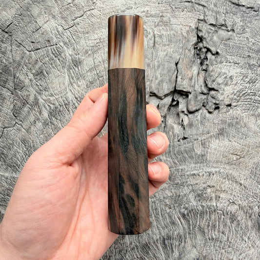 I -Burmese Blackwood Wa handle, Marble horn ferrule,  145 mm handle