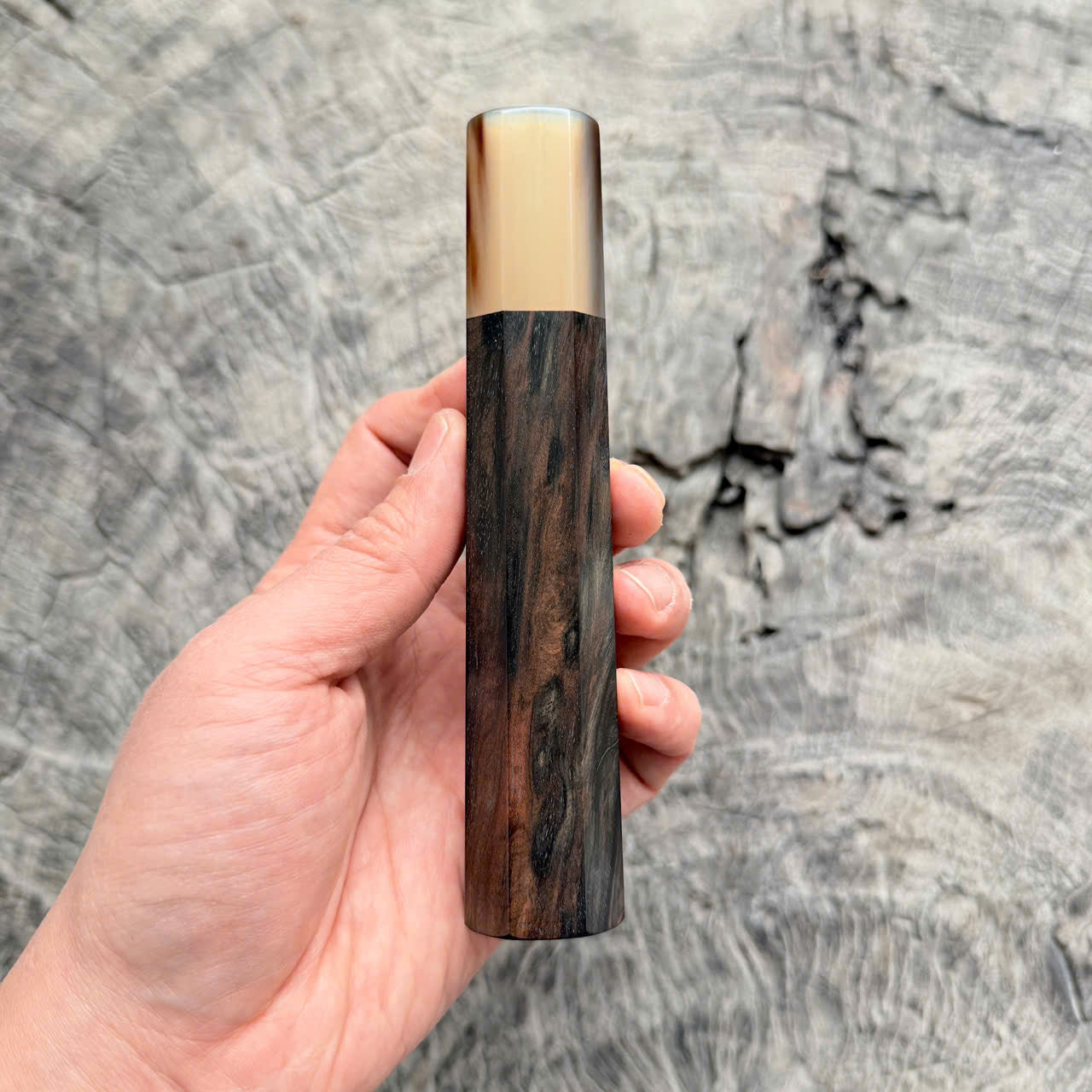 I -Burmese Blackwood Wa handle, Marble horn ferrule,  145 mm handle