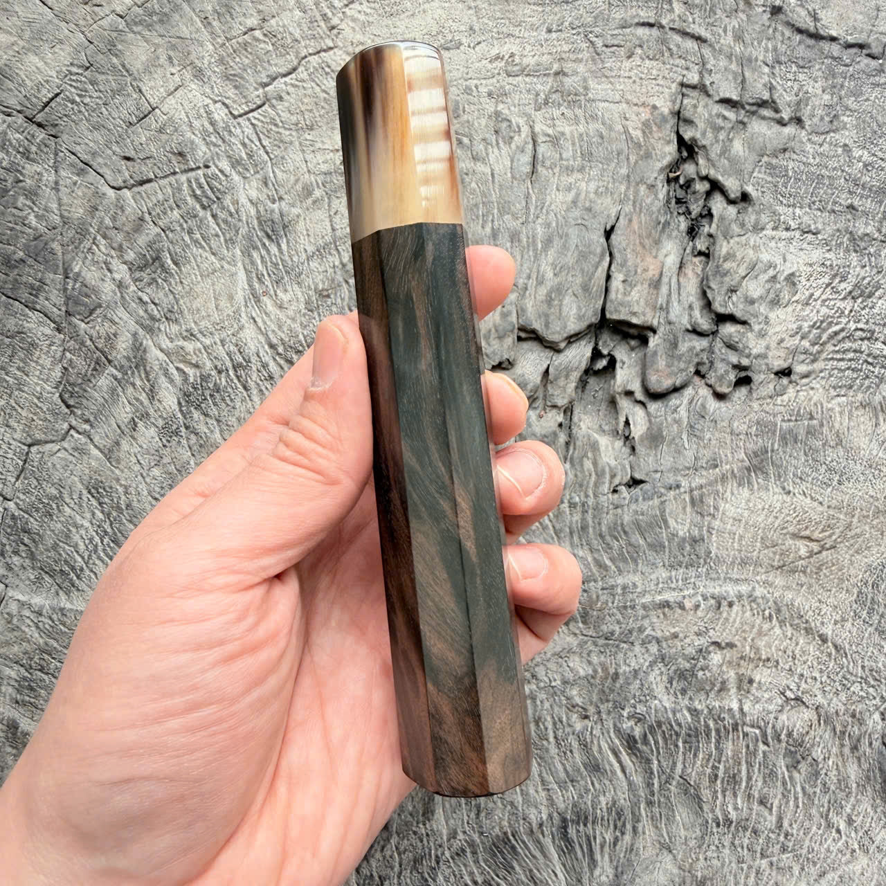 I -Burmese Blackwood Wa handle, Marble horn ferrule,  145 mm handle
