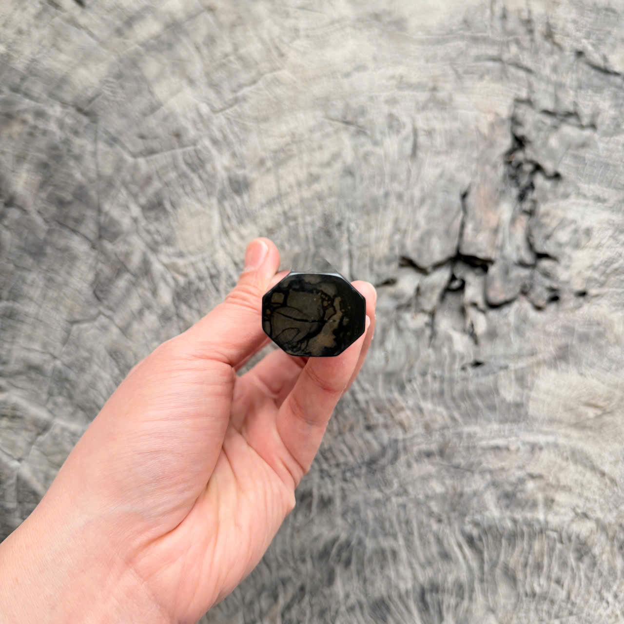 I - Cool Ebony Wa handle, Marble horn ferrule,  145 mm handle