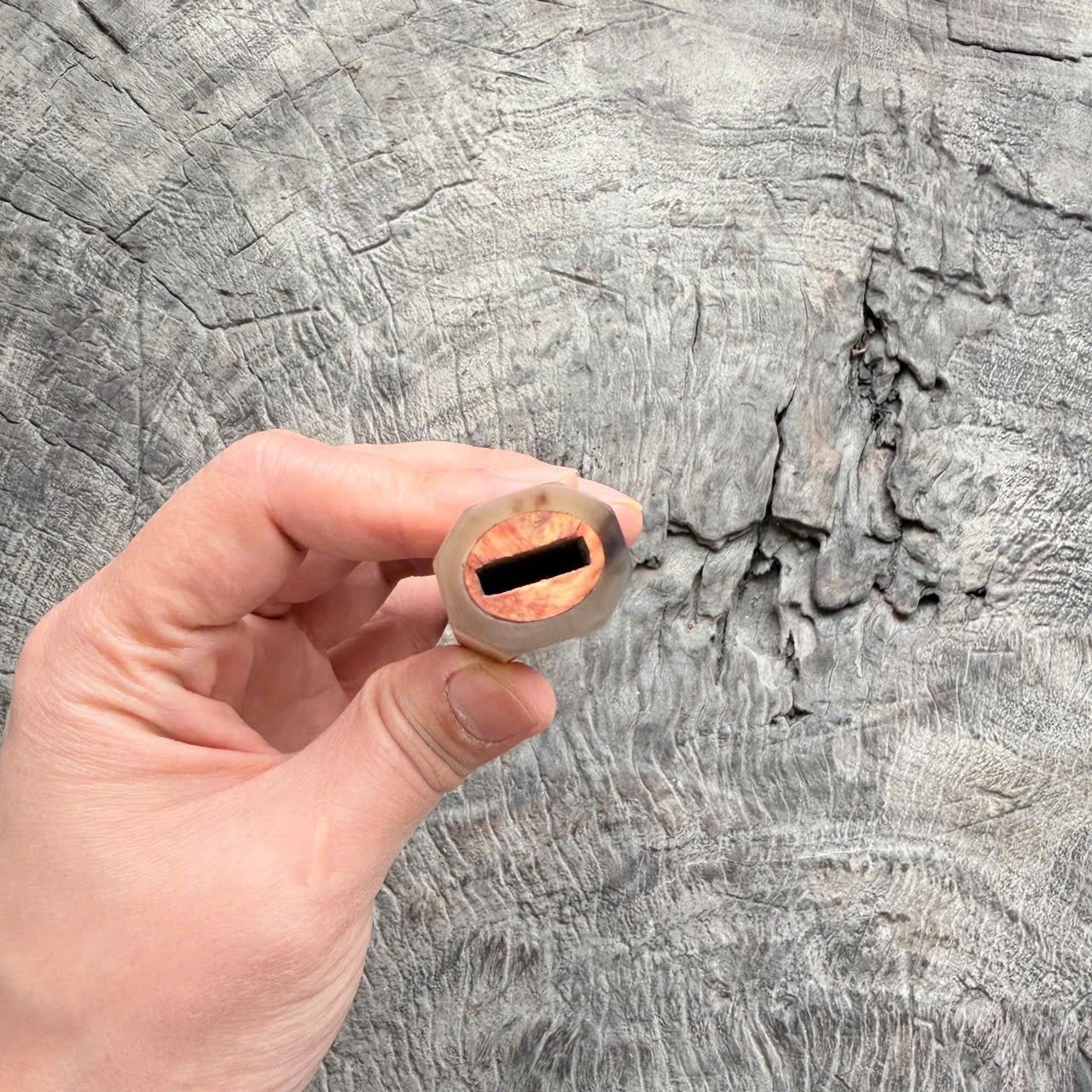 I- 5 Dragon burl Wa handle, white horn Ferrule, 135mm handle