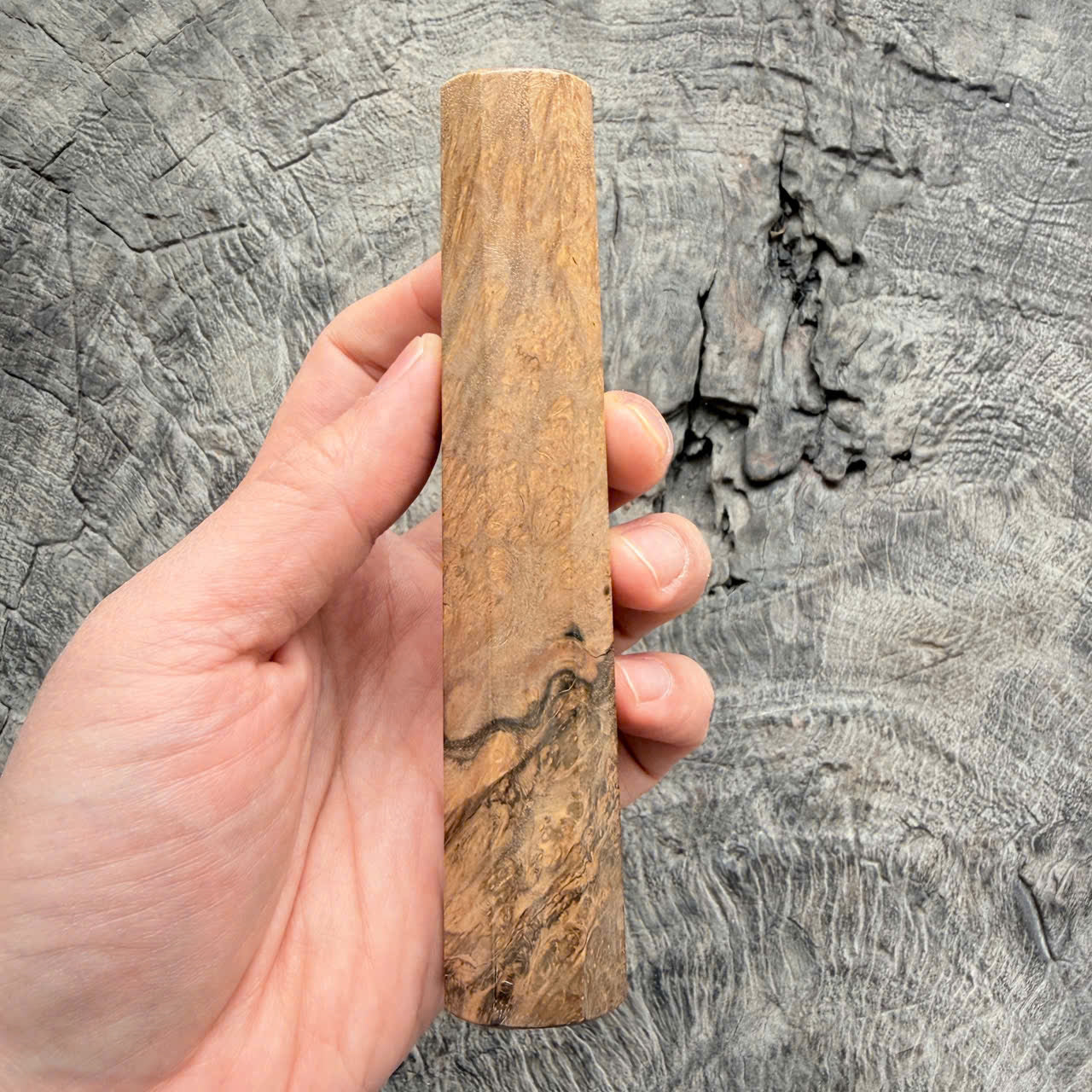 I - Two tone ebony burl wa handle, Mono handle, 140mm