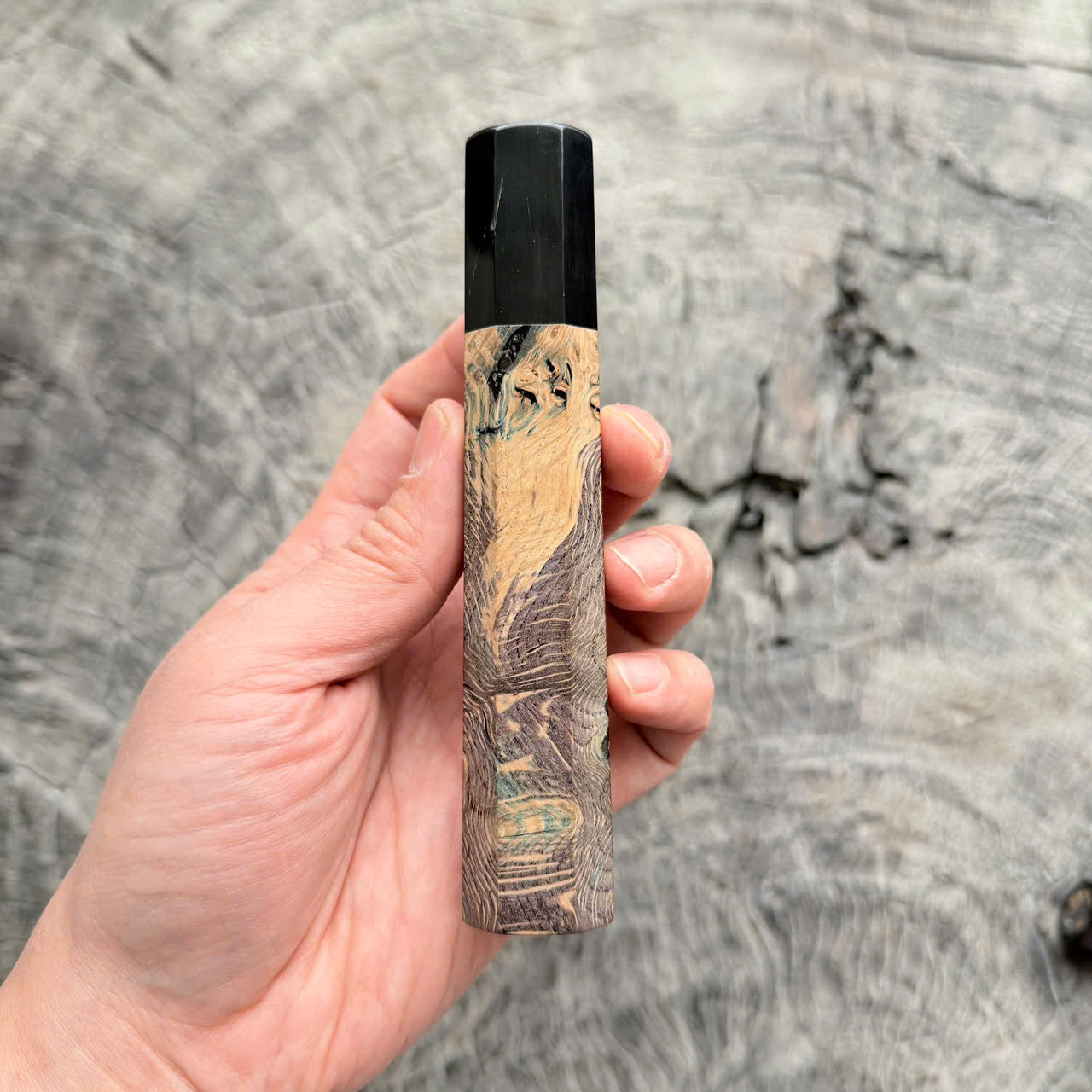 I- 4 Stabilized wood Wa handle, black horn Ferrule, 135mm handle