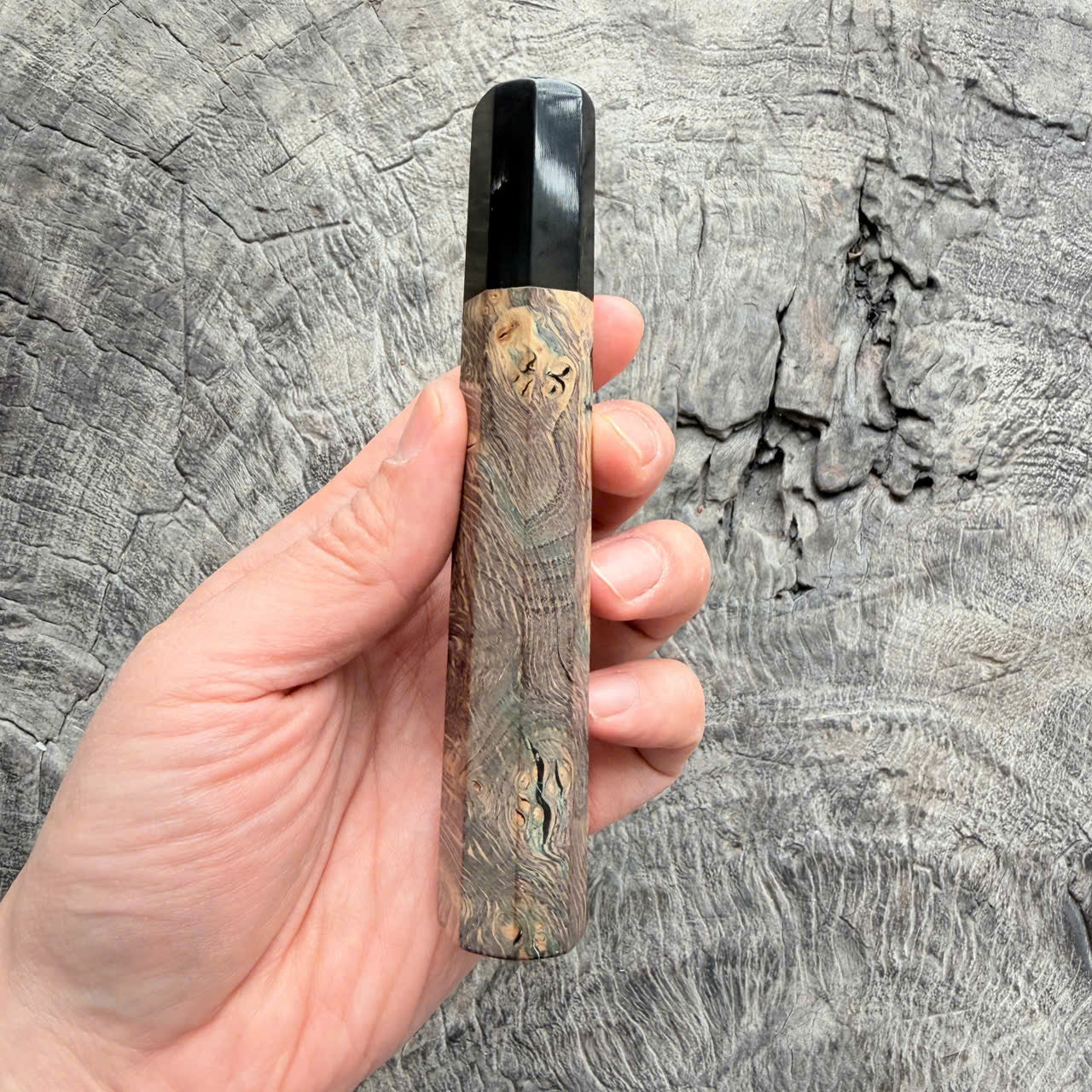 I- 4 Stabilized wood Wa handle, black horn Ferrule, 135mm handle