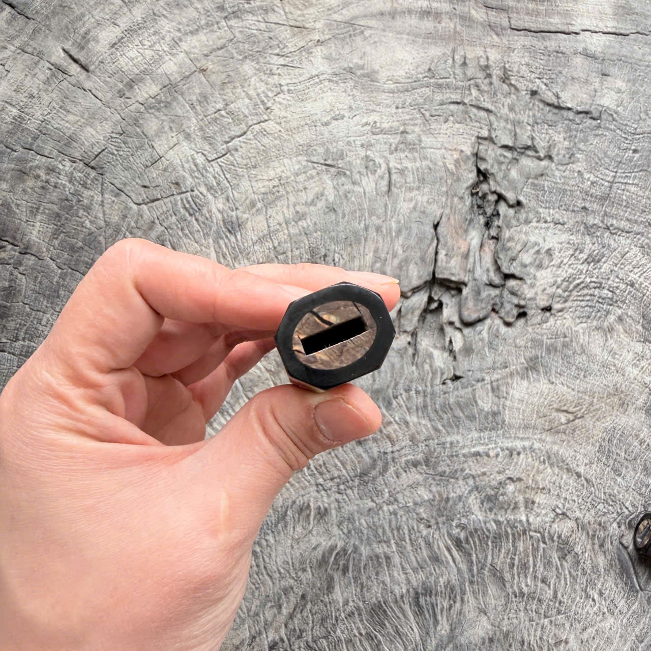 I- 4 Stabilized wood Wa handle, black horn Ferrule, 135mm handle