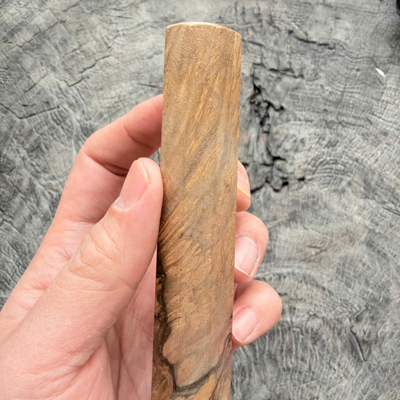 I - Two tone ebony burl wa handle, Mono handle, 140mm