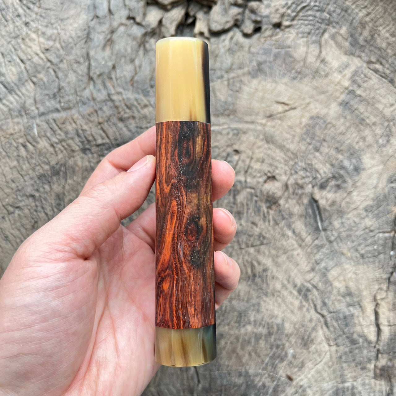 I - 15 Siam Rosewood Wa handle with Marble horn ferrule and Endcap - 140mm