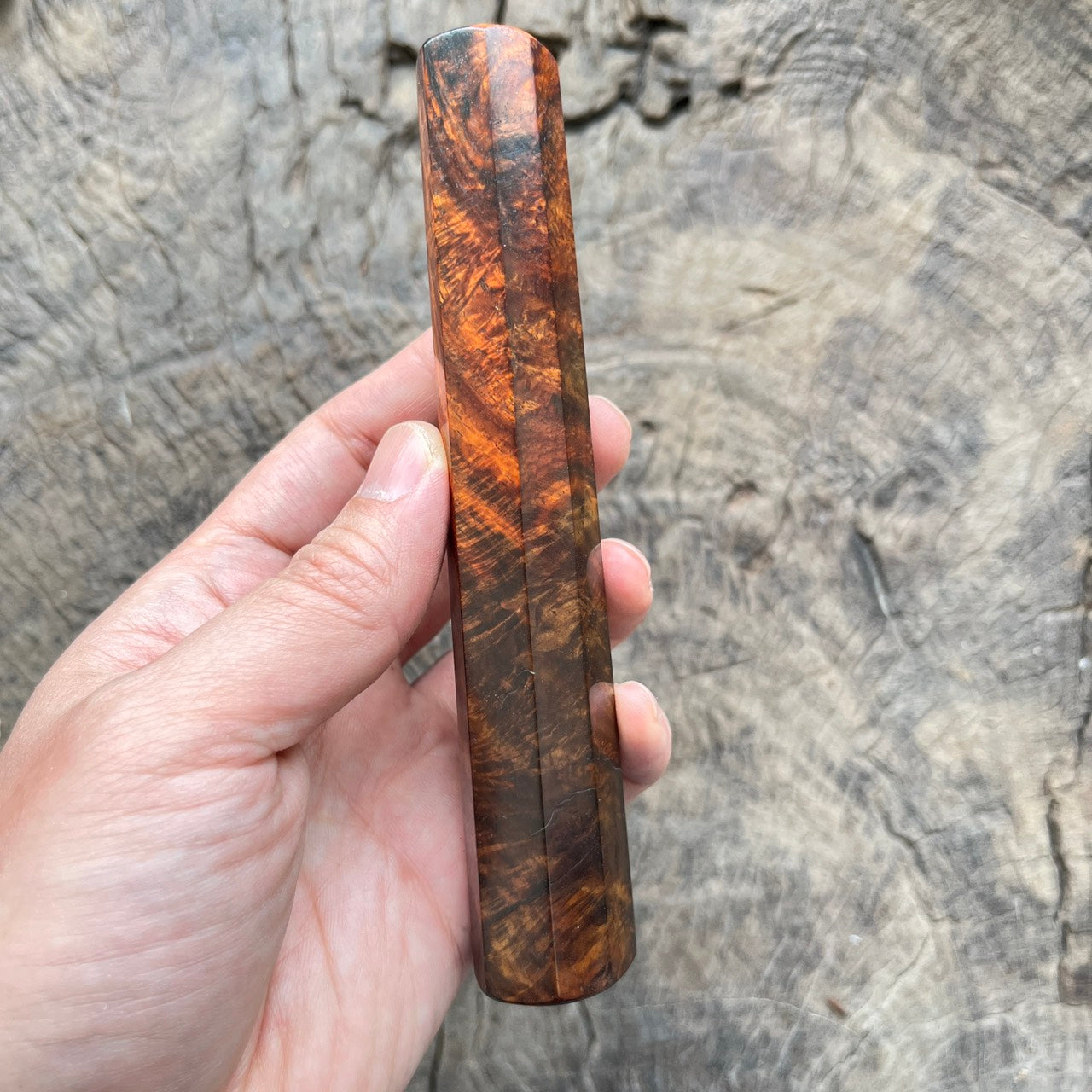 I - Super special Burl Curly Siam Rosewood Wa handle, Mono - 145mm