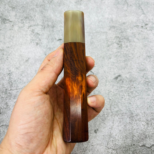 I- Siamese Rosewood Wa handle with marble cream horn ferrule- 140mm