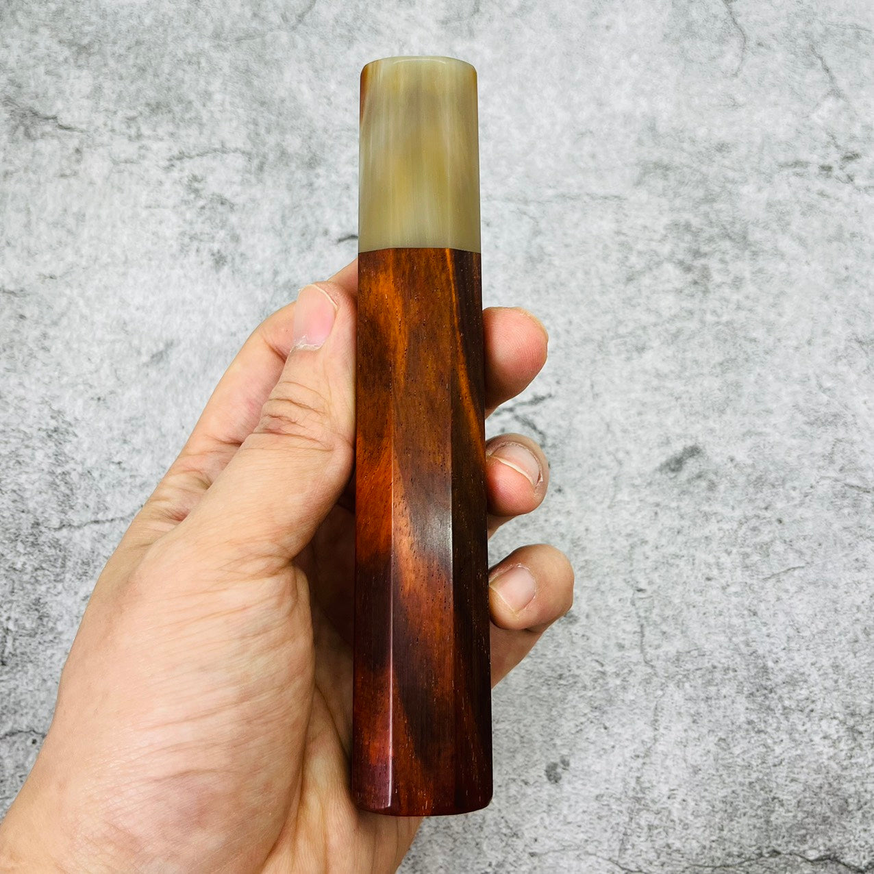 I- Siamese Rosewood Wa handle with marble cream horn ferrule- 140mm