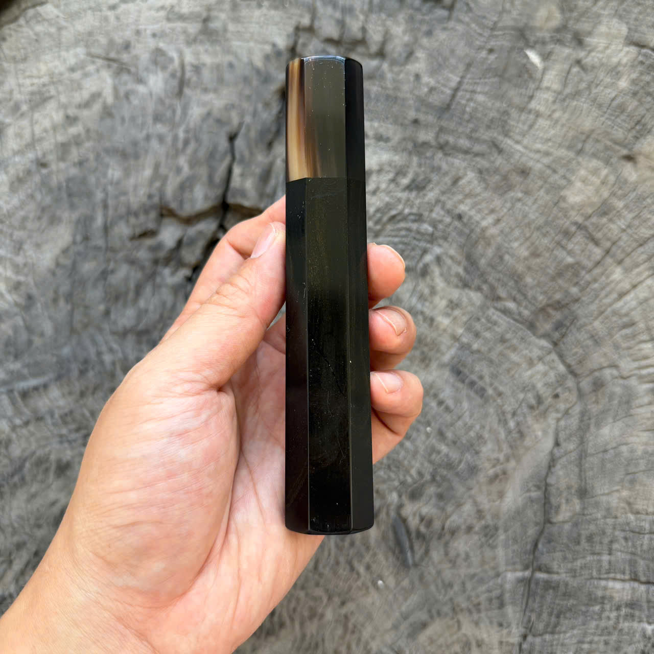I - 24 Ebony Wa Handle, Marble Horn Ferrule, 140mm handle