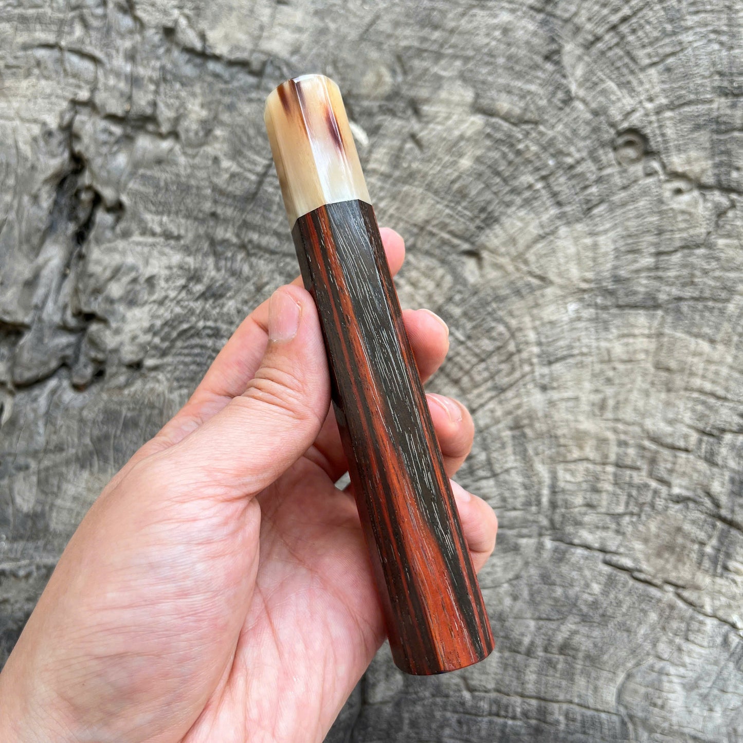 I - 15 Siam Rosewood with Red line Grain Wa handle, Cream Horn Ferrule, - 145mm