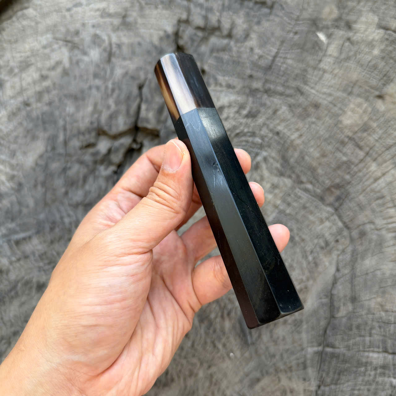 I - 24 Ebony Wa Handle, Marble Horn Ferrule, 140mm handle