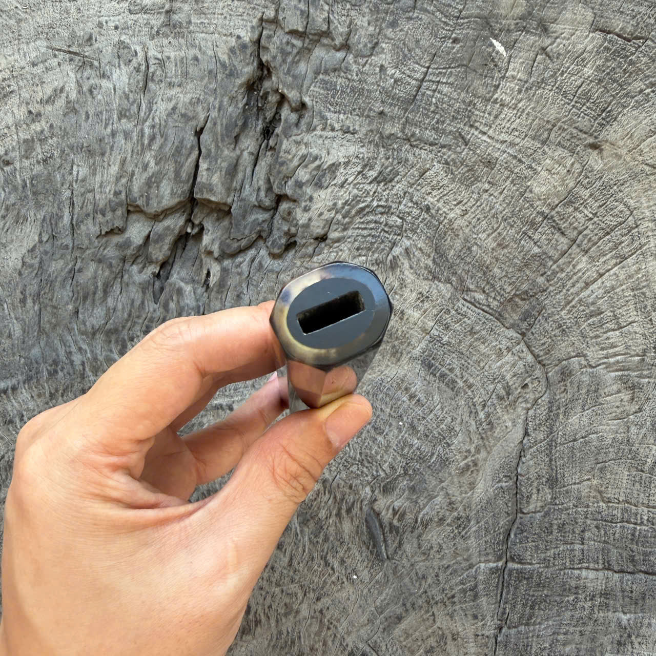 I - 24 Ebony Wa Handle, Marble Horn Ferrule, 140mm handle