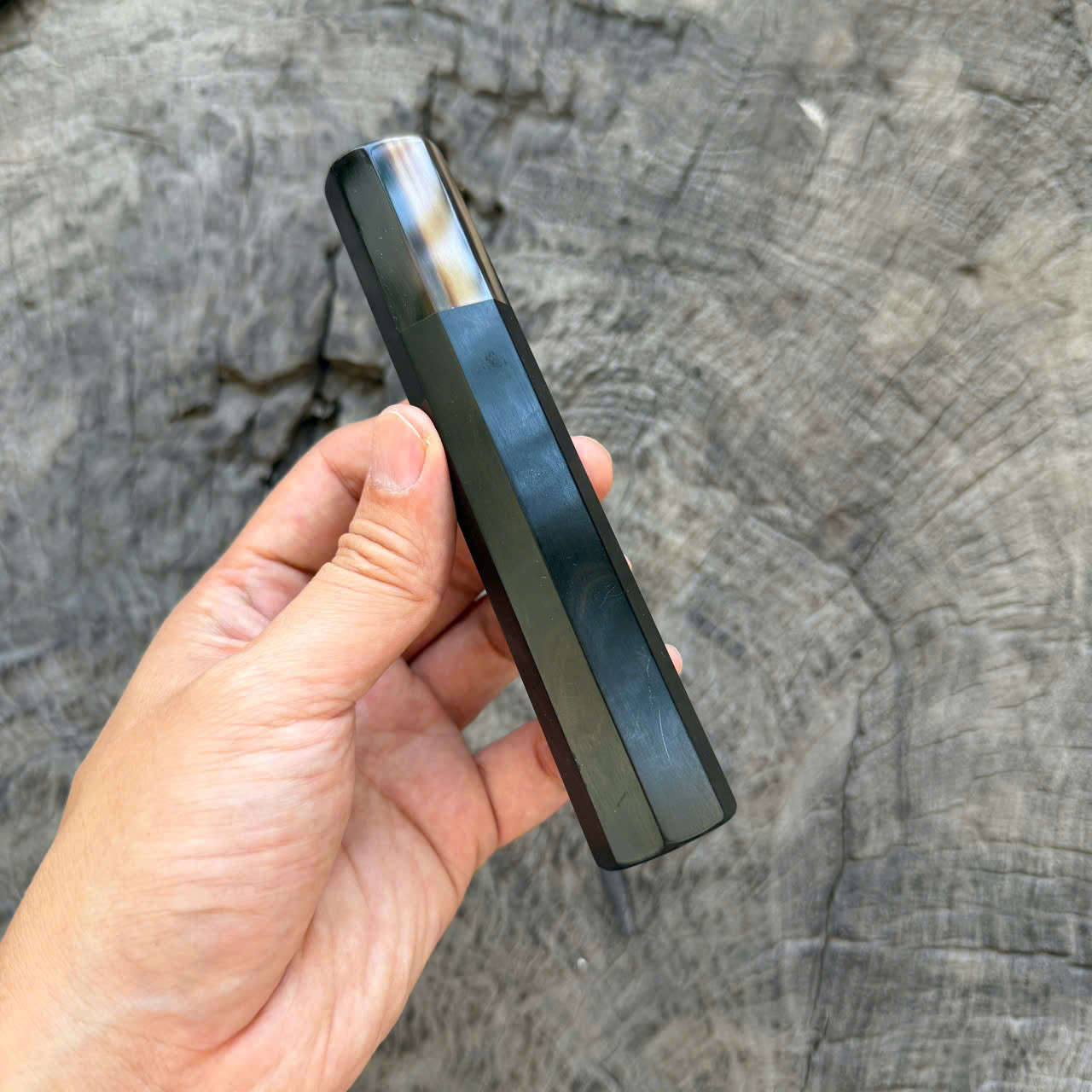 I - 24 Ebony Wa Handle, Marble Horn Ferrule, 140mm handle