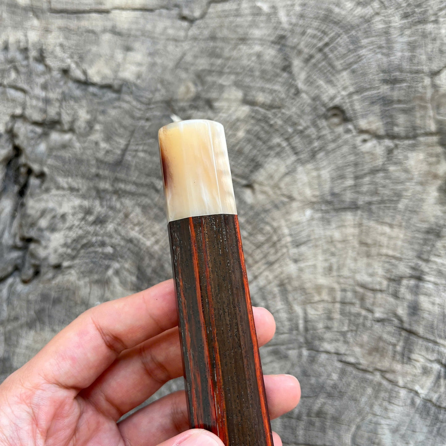 I - 15 Siam Rosewood with Red line Grain Wa handle, Cream Horn Ferrule, - 145mm