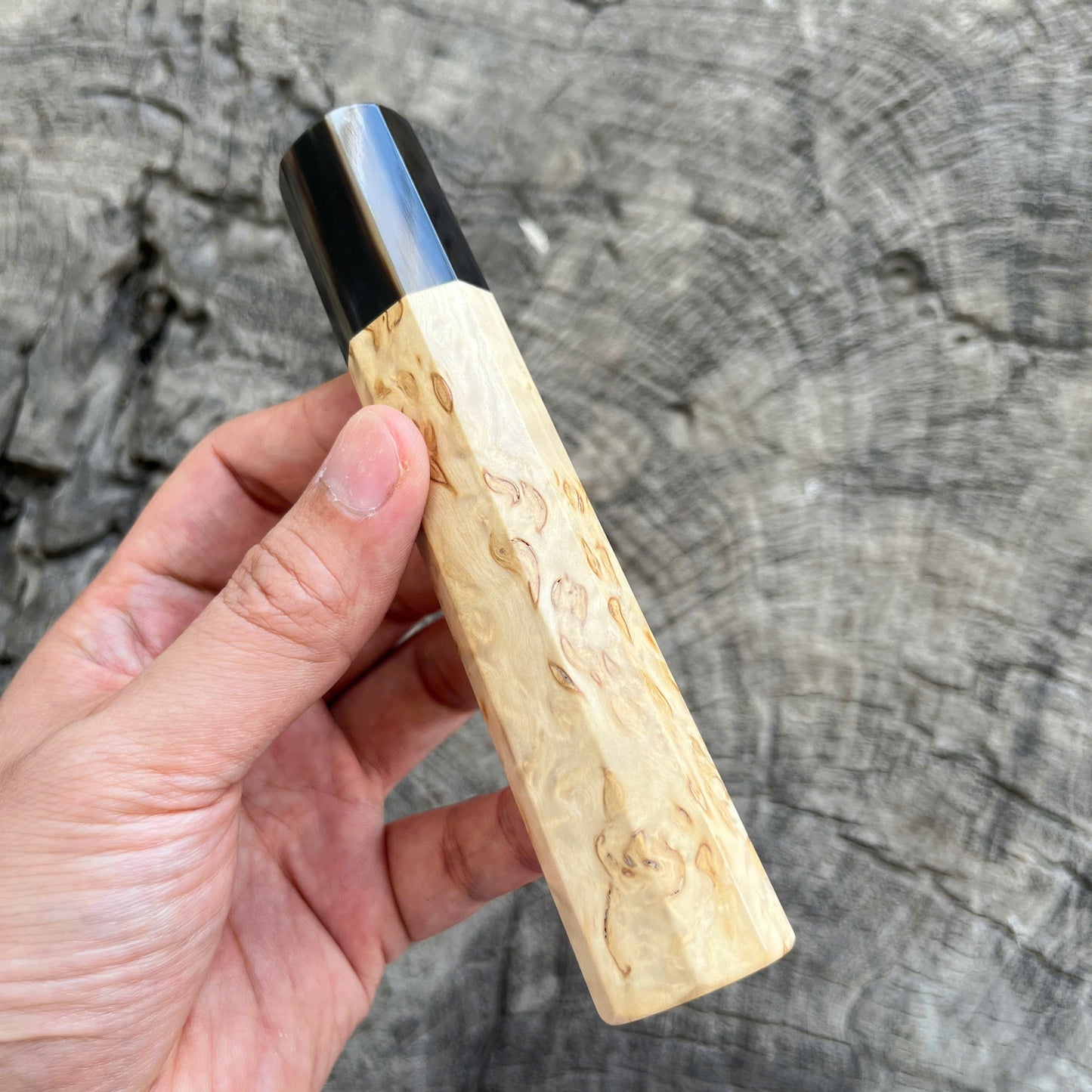I - Karelian Birch Wa handle, Dark Marble horn ferrule - 140mm