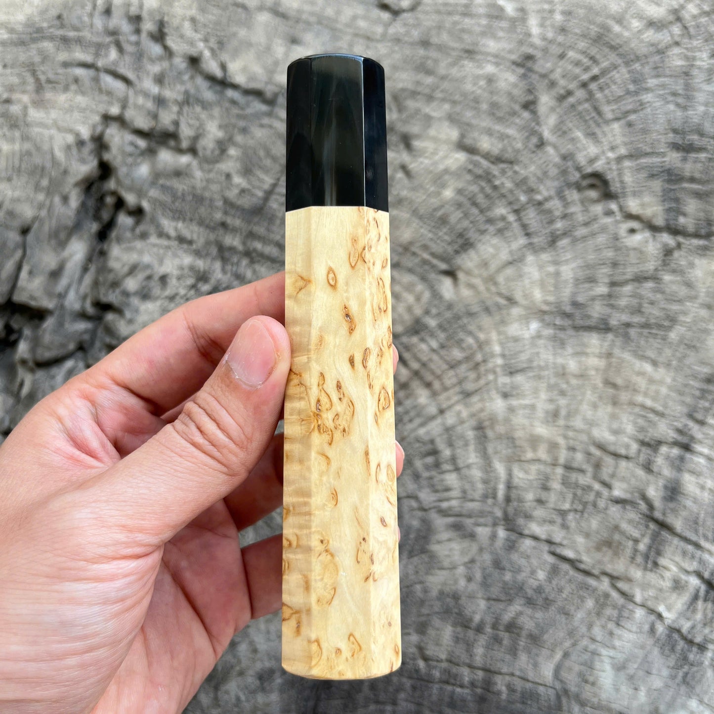I - Karelian Birch Wa handle, Dark Marble horn ferrule - 140mm