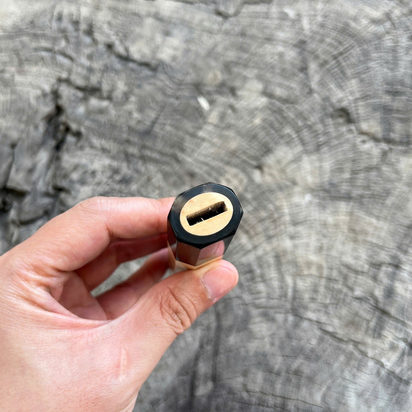 I - Karelian Birch Wa handle, Dark Marble horn ferrule - 140mm