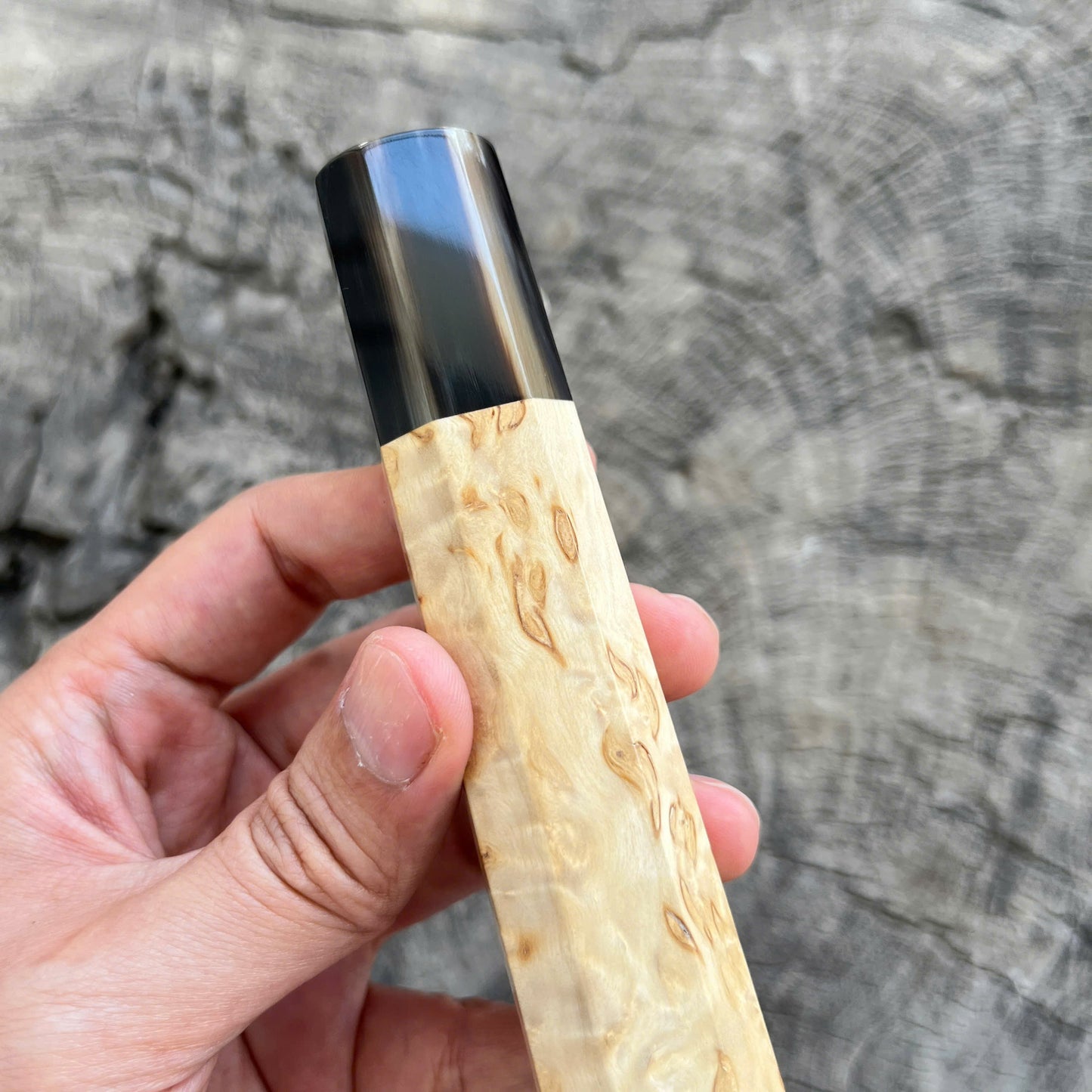 I - Karelian Birch Wa handle, Dark Marble horn ferrule - 140mm