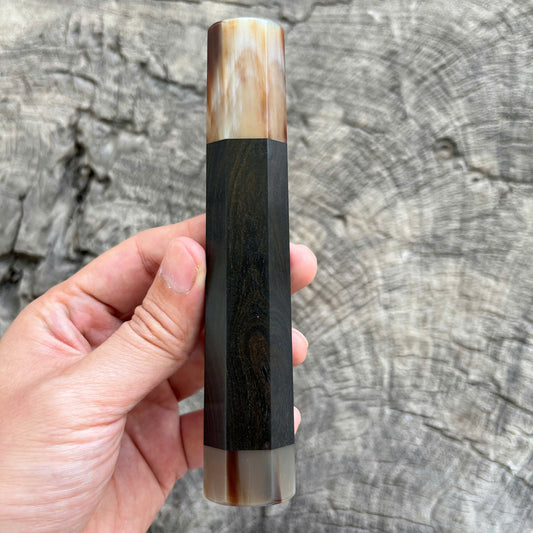 I - 11 Ebony Wa handle, Marble horn ferrule End Cap - 140mm