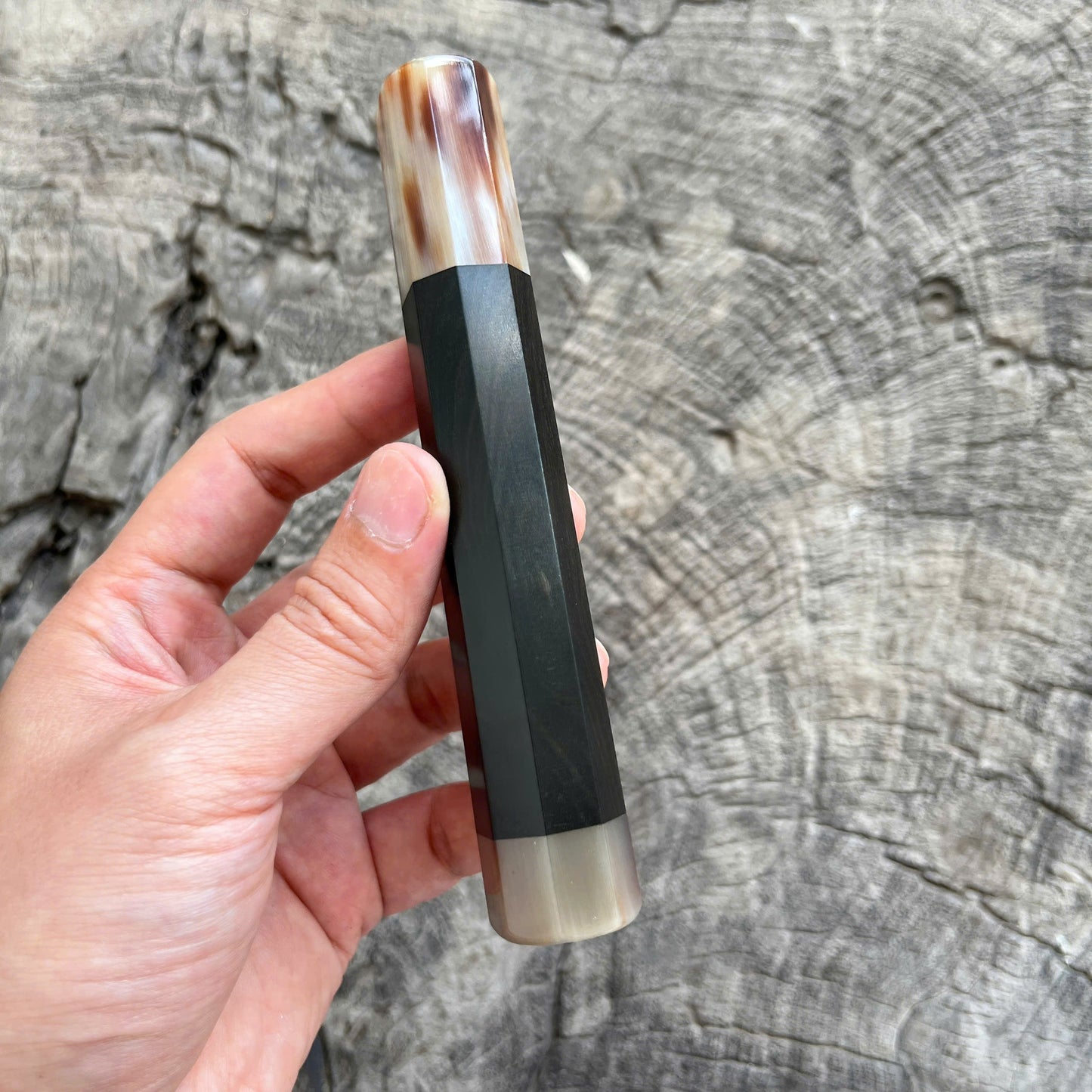 I - 11 Ebony Wa handle, Marble horn ferrule End Cap - 140mm