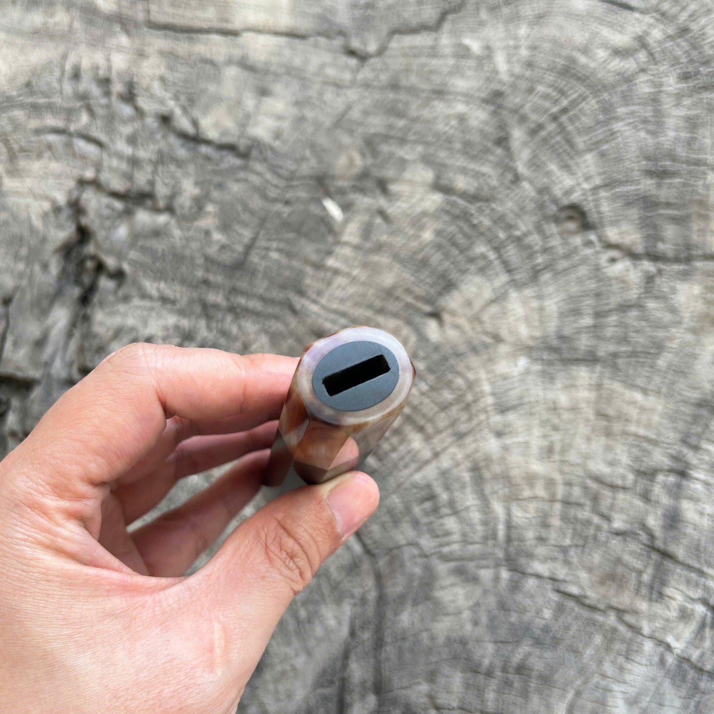 I - 11 Ebony Wa handle, Marble horn ferrule End Cap - 140mm