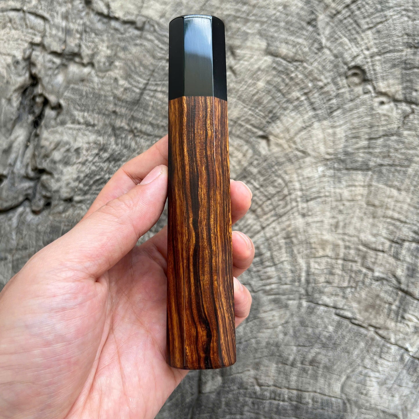I -  3 Desert ironwood Wa handle, Black horn ferrule - 145mm