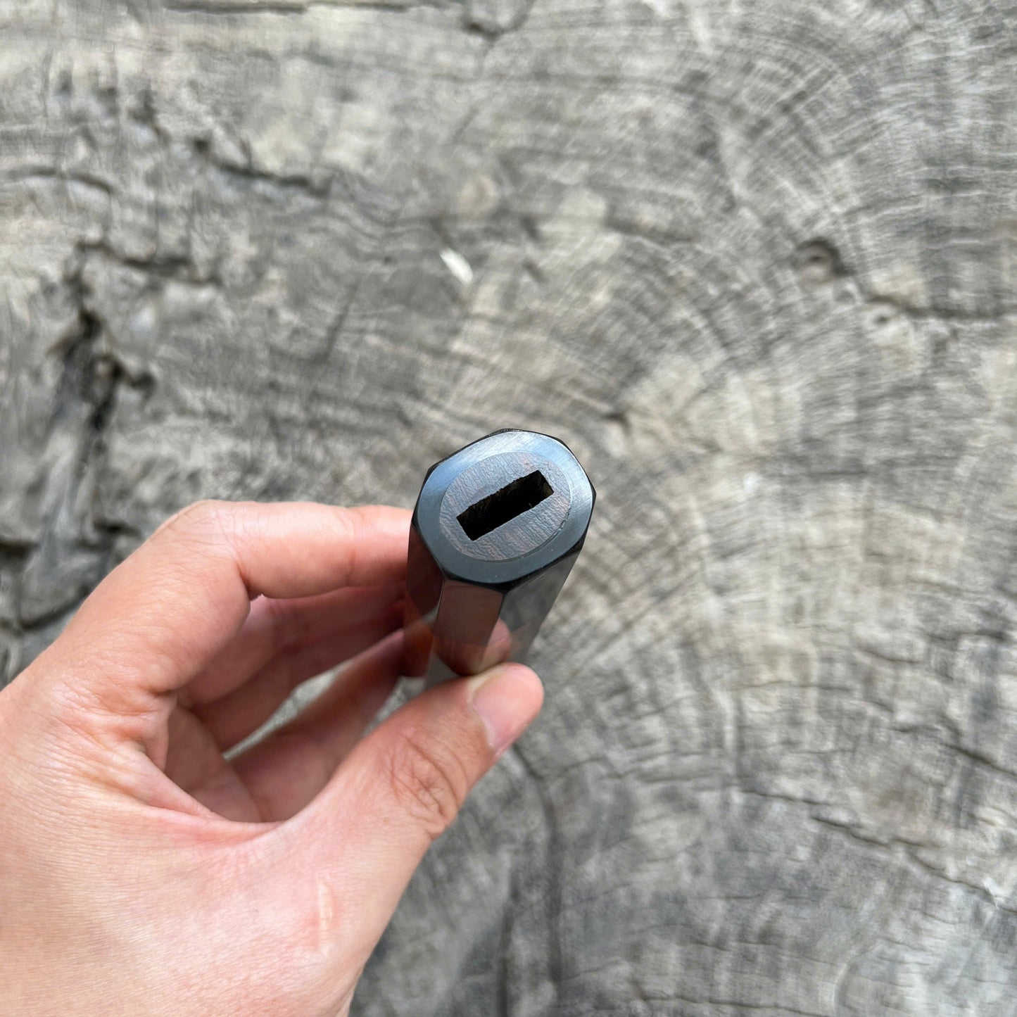 I -  3 Desert ironwood Wa handle, Black horn ferrule - 145mm