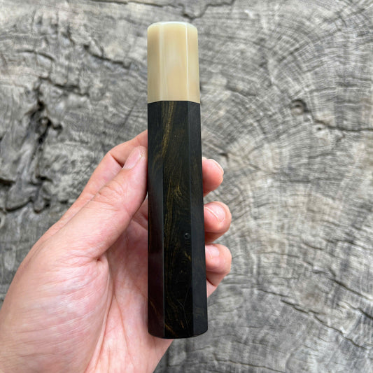 I - 12 Ebony Wa handle, Pure white horn ferrule - 140mm
