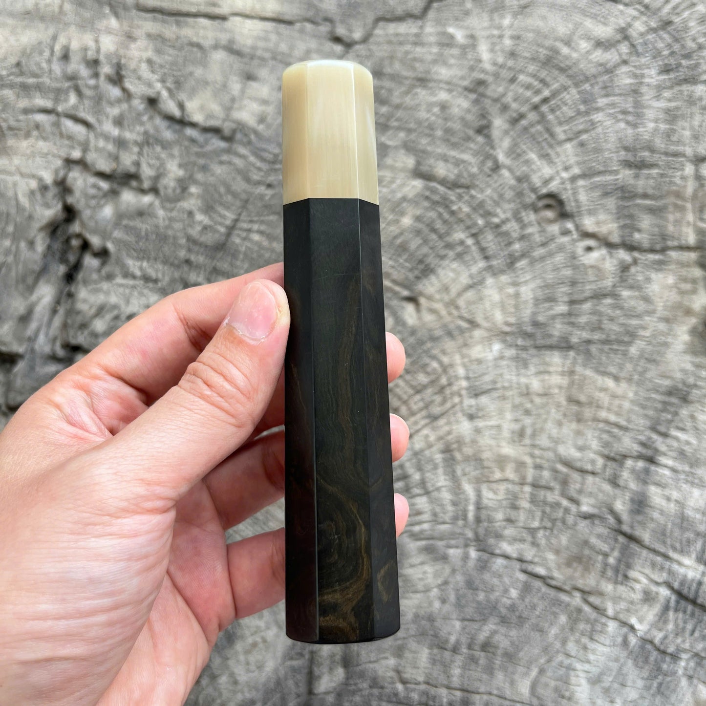 I - 12 Ebony Wa handle, Pure white horn ferrule - 140mm