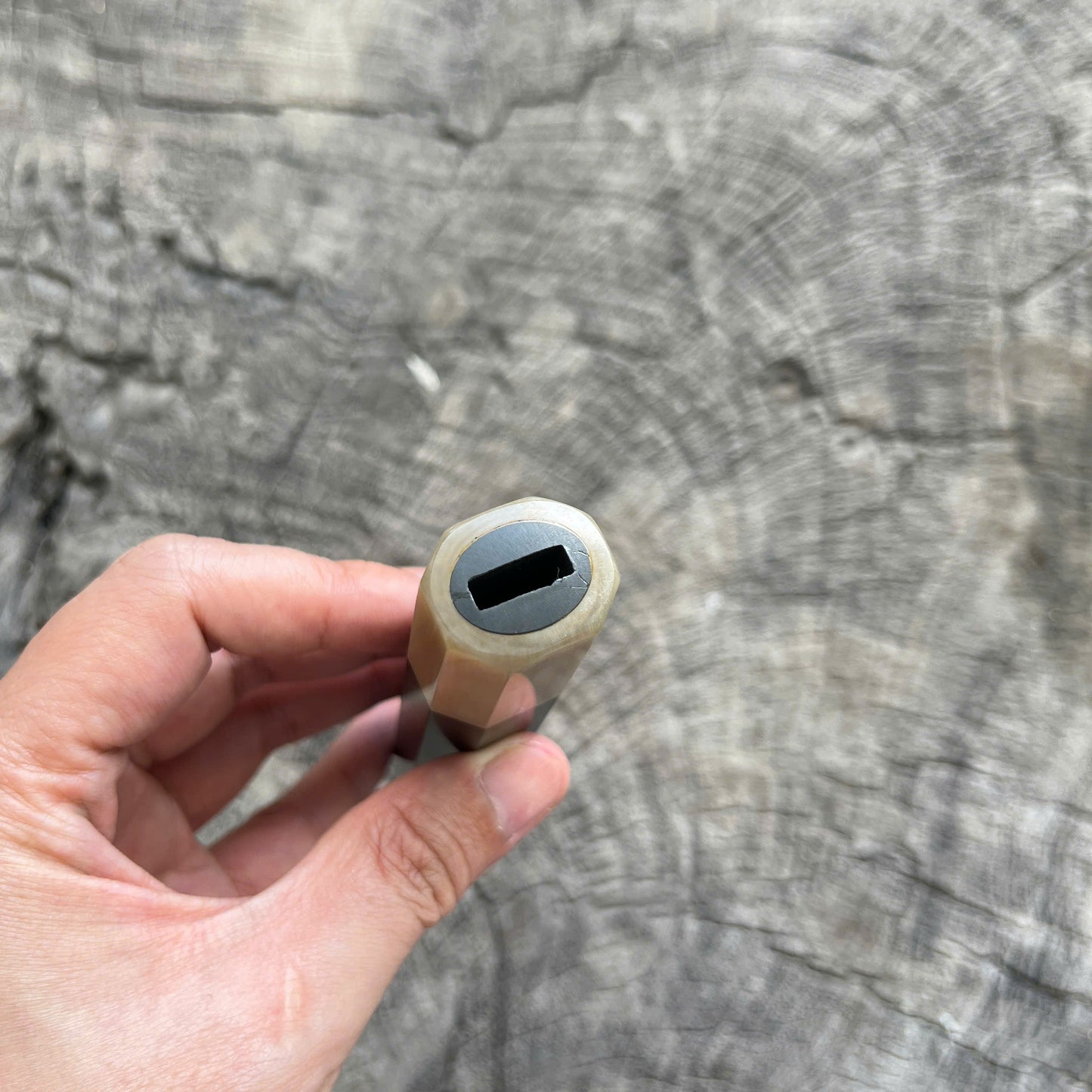 I - 12 Ebony Wa handle, Pure white horn ferrule - 140mm