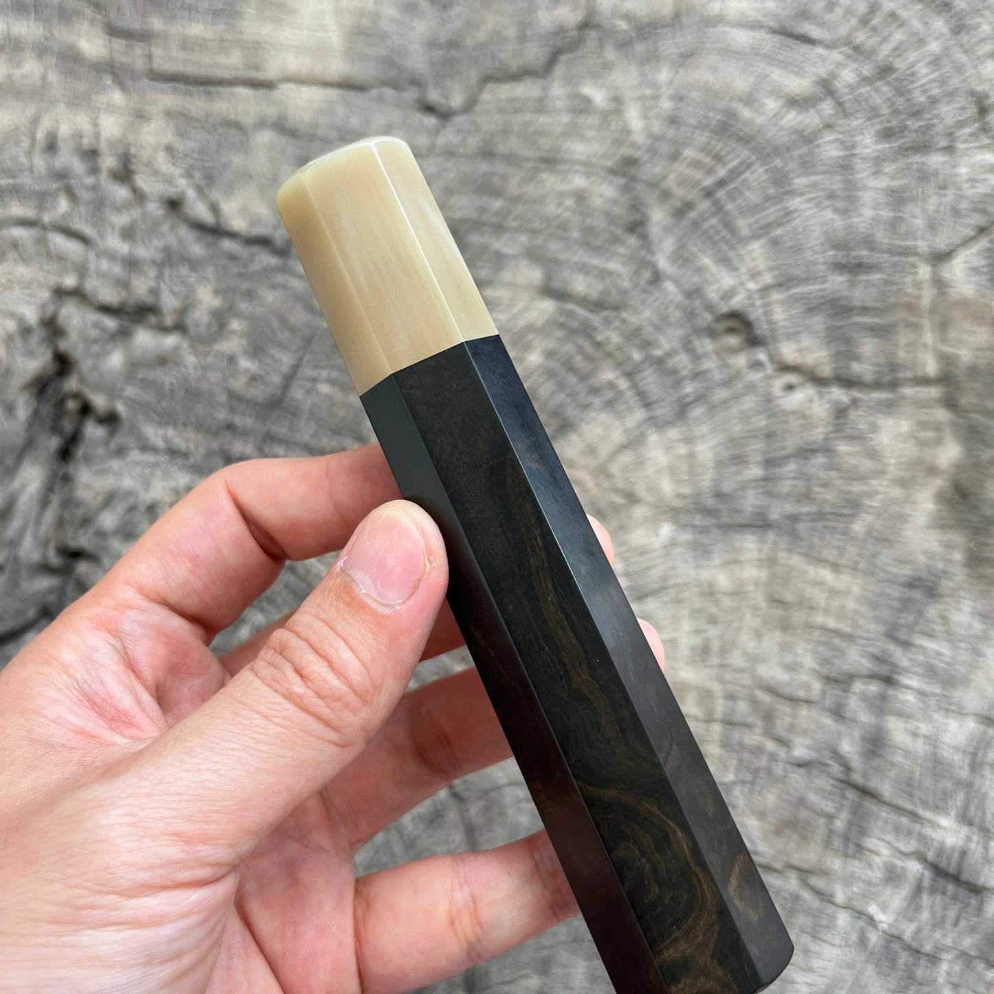 I - 12 Ebony Wa handle, Pure white horn ferrule - 140mm