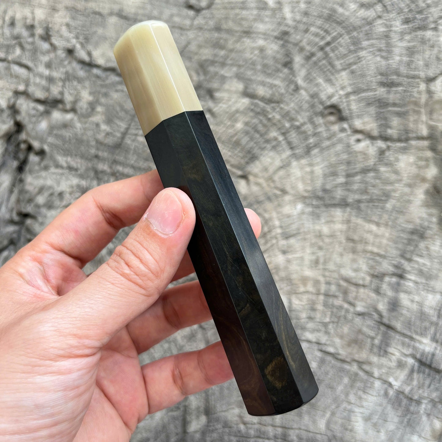 I - 12 Ebony Wa handle, Pure white horn ferrule - 140mm