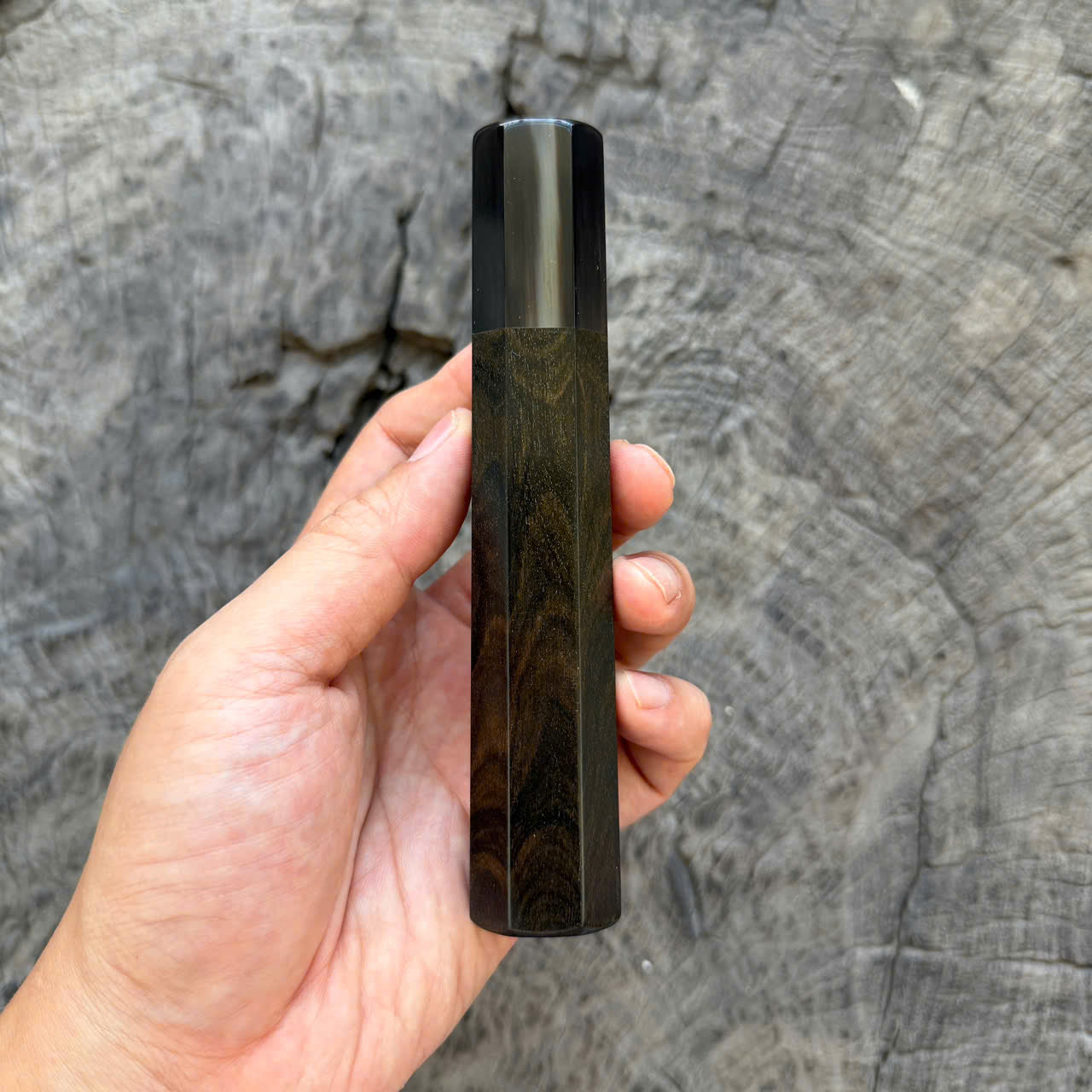 I - 26 Ebony Wa Handle, Black White Horn Ferrule, 140mm handle